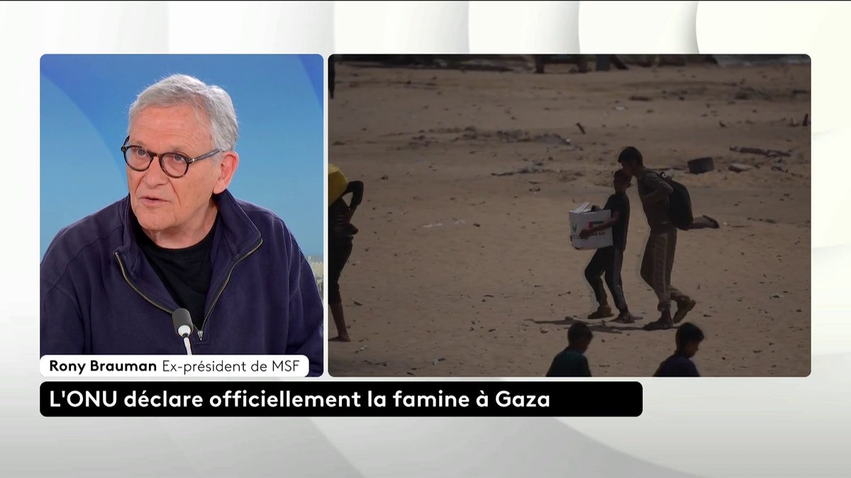 “80 % de la population de Gaza se trouve dans les stades maximums de pénurie alimentaire (…) Les délégations honteuses du gouvernement israélien ne laissent pas envisager une entrée de vivres dans la bande”, indique Rony Brauman, ex-président de MSF.