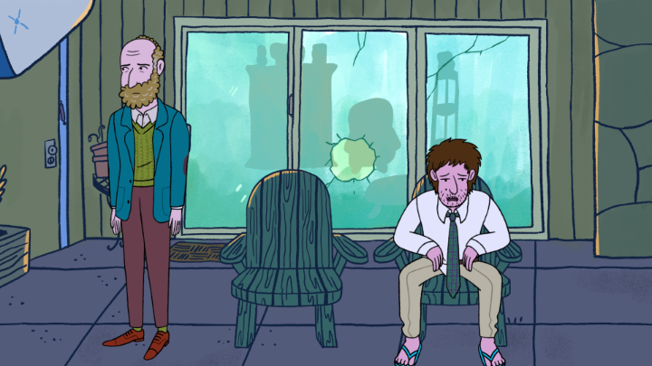 Max Greenfield and Paul Reiser being very funny/sad in LONG STORY SHORT