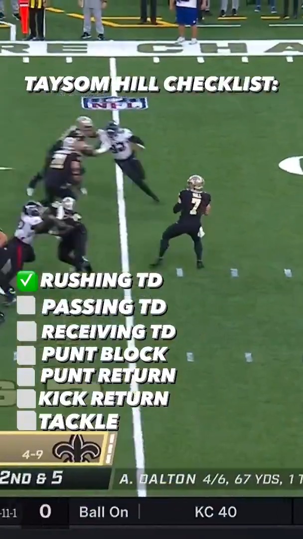 Our favorite Taysom Hill position is RB, QB, WR, TE, FB, kick returner, punt returner, punt block, and gunner 📺