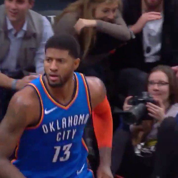 Paul George in 2018-19: 28.0 PPG 8.2 RPG 4.1 APG 2.2 SPG 3.8 3PM 44/39/84% Top 3 in MVP &amp; DPOY voting All-NBA 1st Team + All-Defensive 1st Team Led the league in steals Game-winner vs Nets ⬇️ 47 PTS (25 in 4Q) | 15 REB | 4 AST | 15/27 FG