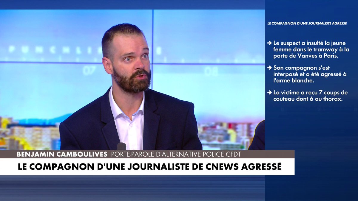 Benjamin Camboulives revient sur l'agression du compagnon d'une journaliste de CNEWS : «Le risque est partout. Aujourd'hui, la violence est réellement répandue dans la société», dans #Punchline