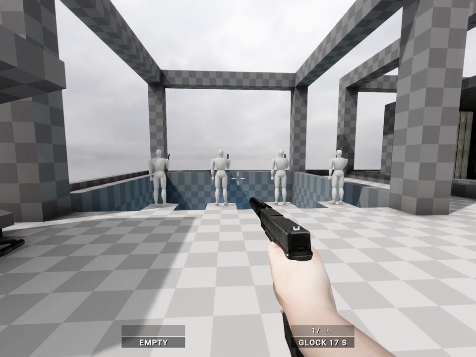 small update: added proper ADS and started working on body awareness (no more floating arms, still very wip but it already makes the movement feel nicer) #screenshotsaturday #gamedev #indiedev