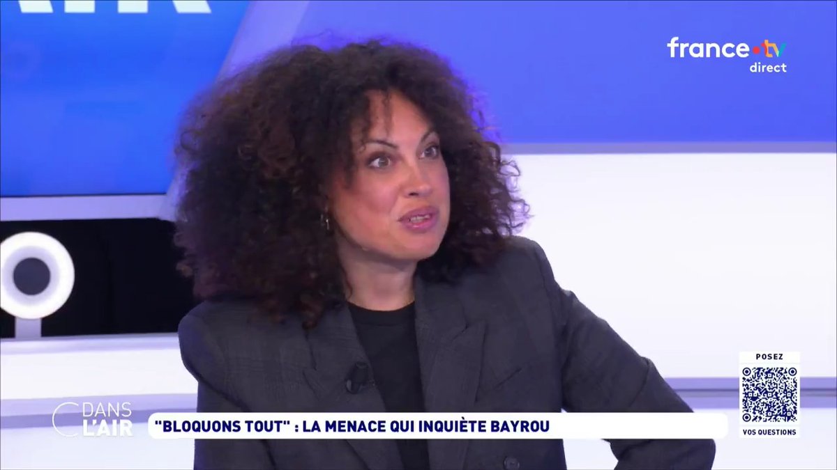 "#Bayrou a présenté son plan quand l'#AssembléeNationale était en vacances. Il voulait convaincre l'opinion pendant l'été. Il a donc fait des vidéos... Ça parait déconnecté des colères des Français. Même dans le camp central, 40% des électeurs ont envie de bloquer!" Aurore Malval