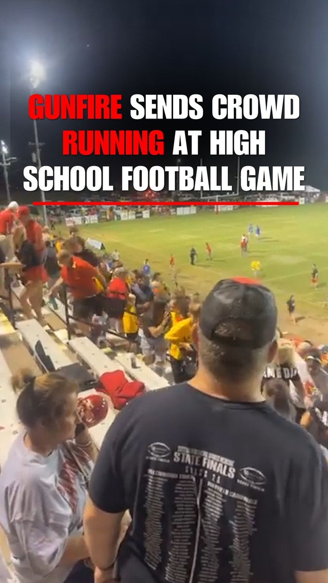 Video captures the moment a panicked crowd flees after a shooting at a high school football game that left one injured.