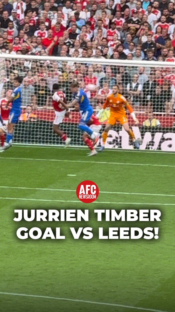 Jurrien Timber gives Arsenal the lead from a Declan Rice cross! ⚽️