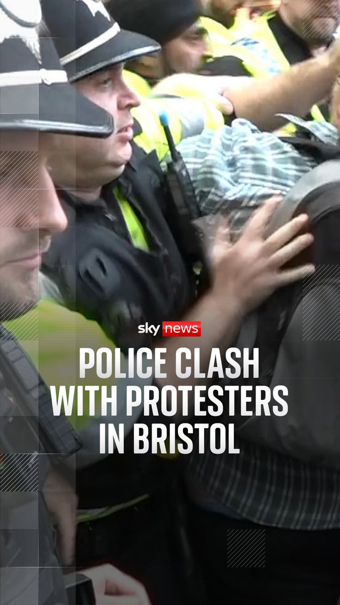 Demonstrations under the Abolish Asylum System slogan were confronted with anti-racism counter-protestors in Bristol. Footage shows mounted police separating the two groups in the Castle Park, with officers scuffling with protesters. Read more: