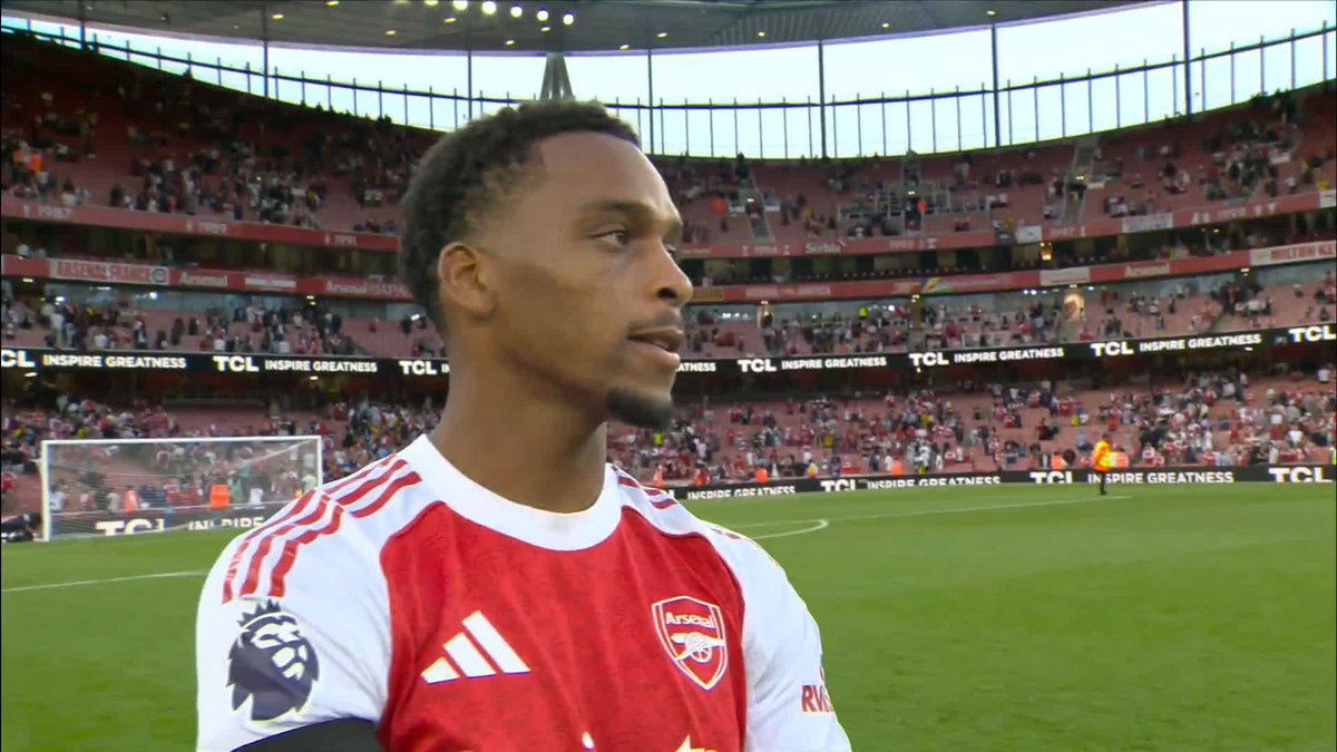 "I don't think I've done that to be fair!" 😅 Jurrien Timber on scoring twice for Arsenal against Leeds!