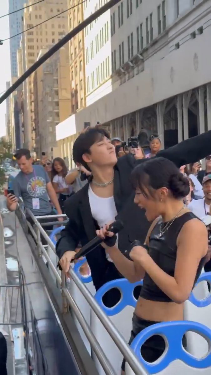 WHO'S THE BADDEST THEM HELLO Rei Ami and Kevin Woo from KPop Demon Hunters leading NYC in a singalong to How It's Done 😭