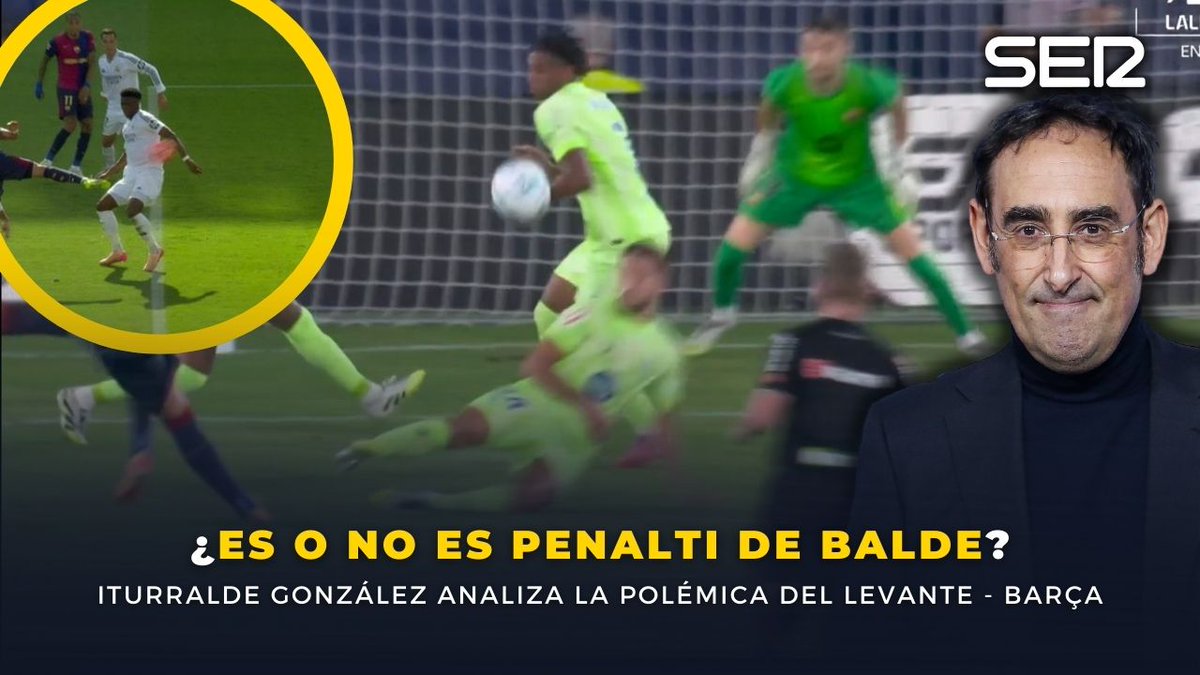 ⚠‼ ÚLTIMA HORA Eduardo Iturralde sobre el penalti de Balde que marcó Morales #LevanteBarça 🗣 "Balde tiene el brazo en L ocupando un espacio por donde no puede pasar el balón, se está haciendo más grande, por eso ES PENALTI" ❌ "La comparan con la de Tchouaméni pero NO son iguales"