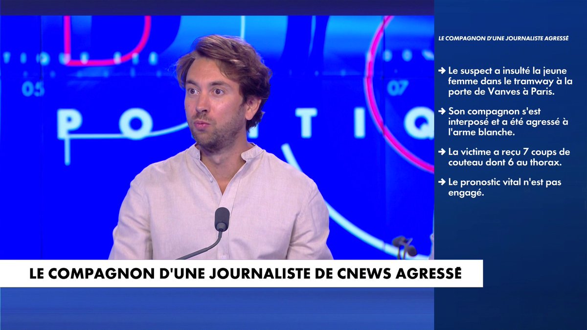 Lucas Jakubowicz sur l'agression du compagnon d'une journaliste de CNEWS et l'insécurité en France : «Quand un pouvoir politique prend par-dessus la jambe les questions d'insécurité et d'agression, c'est une erreur grave», dans 100% Politique