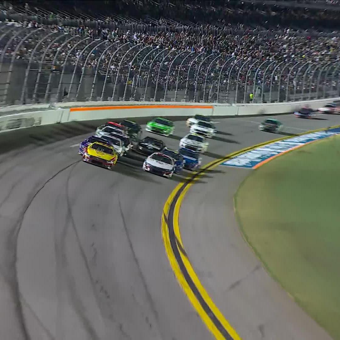 The intensity is rising with every passing lap. A big push from the No. 20 gets Ross Chastain the Stage 2 victory.