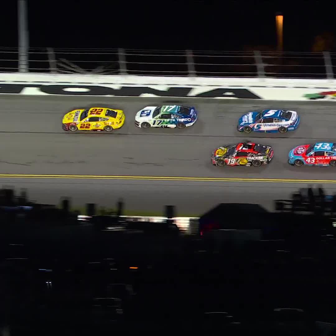 Spotters are worth their weight in gold at Daytona International Speedway. Listen in to Joey Logano's spotter, Coleman Pressley as they lead with less than 30 laps to go.
