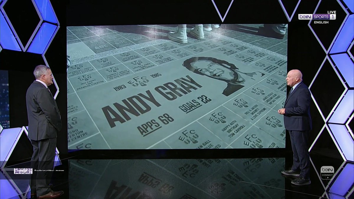 🗣️ "I'm humbled, totally humbled for the fact my short spell there was thought good enough to put me in with the other genuine legends." Andy Gray reacts to his inclusion on Everton Way at the new Hill Dickinson Stadium 🏟️💙 #beINPL #EVEBHA #EFC