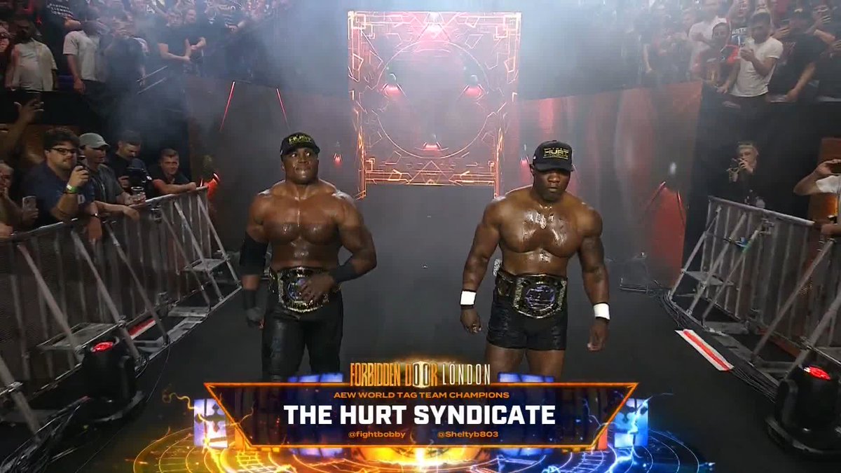 Show up and hurt people! The #AEW World Tag Team Champions Bobby Lashley & Shelton J. Benjamin, The Hurt Syndicate, look to keep their dominance alive and leave #ANDSTILL! Watch #ForbiddenDoor on PPV right now!