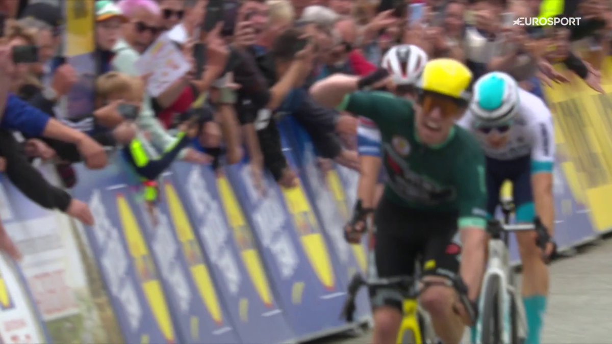 Matthew Brennan won the last stage of Lidl Deutschland Tour in front of Soren Waerenskjold who won the overall. It was another bad day for Danny van Poppel who crashed while bumping shoulders...😬 #DeineTour