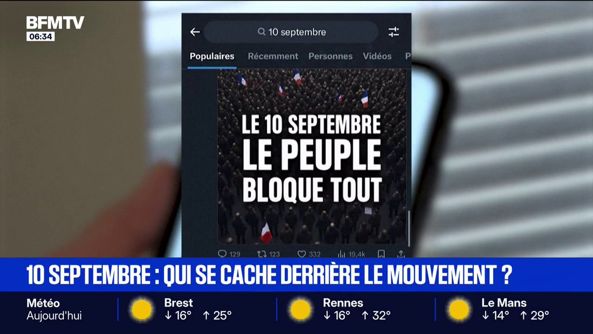 🚨 "10 septembre: qui se cache derrière le mouvement ?" titre BFM Voilà deux mois qu’ils essaient d’identifier un responsable, alors qu’il s’agit simplement d’un mouvement spontané, toute personne qui a suivi depuis le début le sait bien.