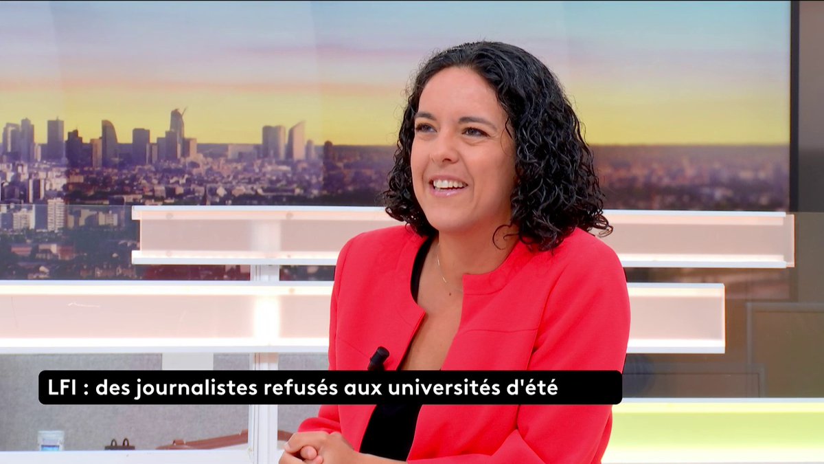 🔴 LFI : des journalistes refusés aux universités d'été : "Il n'était pas interdit au média "Le Monde" d'assister à nos universités d'été, un autre journaliste aurait pu venir", affirme Manon Aubry, après qu'Olivier Pérou journaliste au "Monde" s'est vu refuser son accréditation.