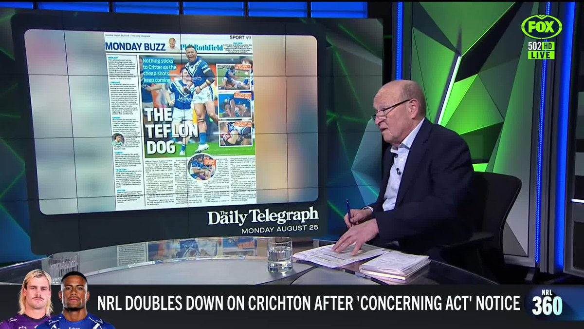 "It was a really ordinary act." Buzz doubled down on Stephen Crichton after he was hit with a grade one contrary conduct charge...👀 📺 Watch #NRL360 on Foxtel CH 502 or stream on Kayo Sports: