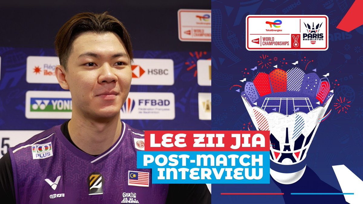 Great to see Lee Zii Jia 🇲🇾 back on court after 5️⃣ months. 🤗 Hear his thoughts post-match. 🎤 #BWFWorldChampionships #Paris2025