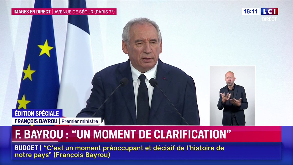 🚨ALERTE INFO "Il y a notre pays, la France, qui est dans un dangereux paradoxe" déclare Bayrou. Le véritable paradoxe est de choisir entre laisser les macronistes continuer à diriger le pays jusqu’à sa destruction, ou s’en débarrasser.
