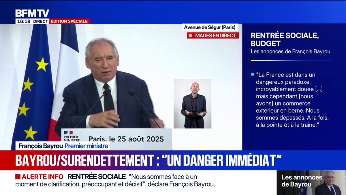🚨ALERTE INFO "La charge de la dette va devenir cette année le budget le plus important", déclare Bayrou. Le “quoi qu’il en coûte”, l’Ukraine, l’énergie, les OATi… et personne n’a voté pour ça. La dette, c’est eux qui l’ont creusée.