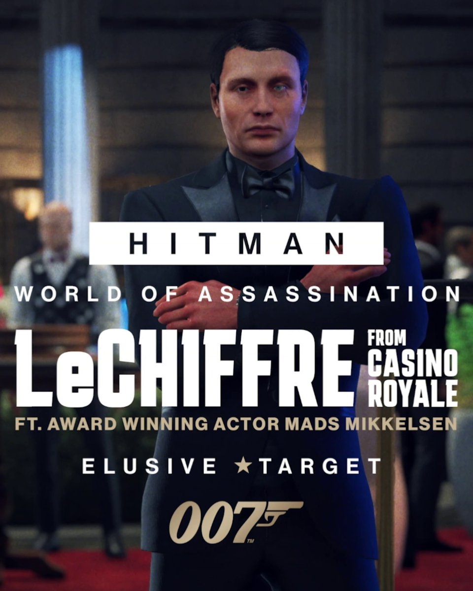 Le Chiffre from CASINO ROYALE, played by the legendary Mads Mikkelsen, returns to HITMAN World of Assassination. Do you have what it takes to go hand to hand against him? Play for FREE from August 25th until September 14th and earn a unique reward for 007 First Light. #HITMAN #Agent47