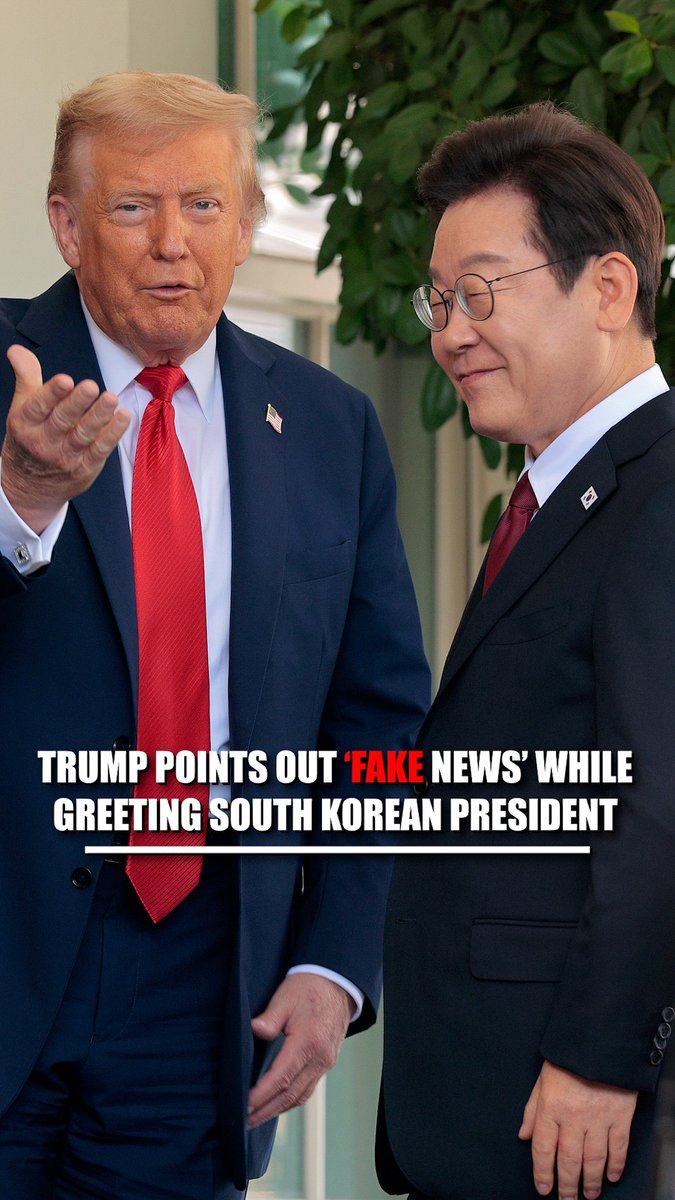 President Trump welcomes the South Korean president to the White House, making sure to point out the "fake news."
