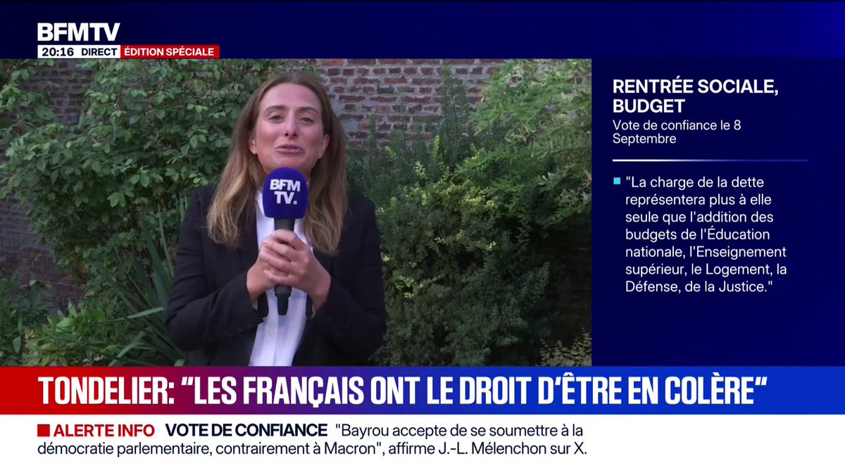 Vote de confiance du 8 septembre: "Les Français ont le droit d'être en colère", estime Marine Tondelier, secrétaire nationale des Écologistes