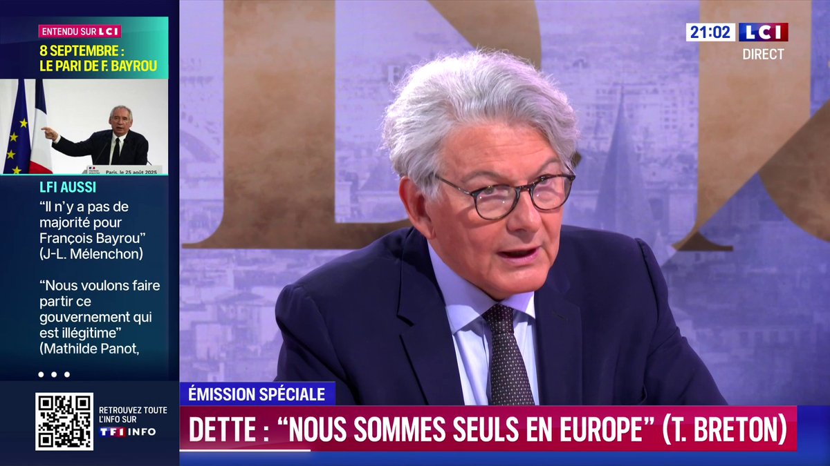 🗣️ "Qui peut investir aujourd'hui ? L'Allemagne. Qui ne peut pas le faire ? La France" constate Thierry Breton ▶️ Darius Rochebin