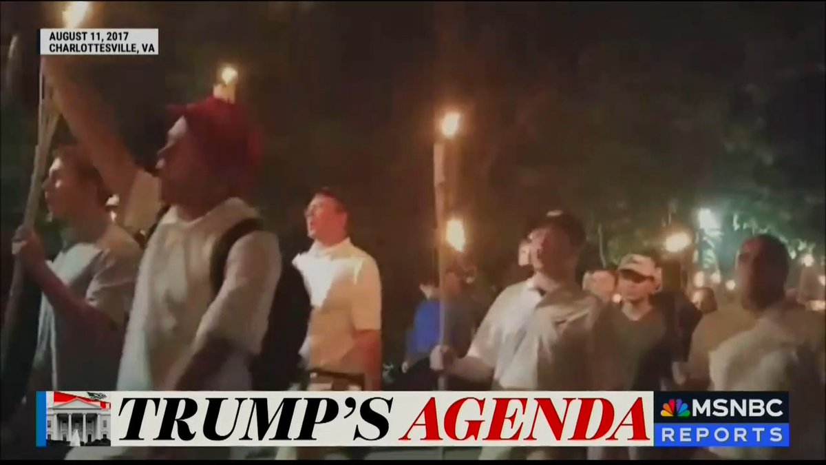 Host: On the anniversary of the deadly Charlottesville riot, the man who helped organize that march tweeted this. 'Eight years ago you were an extremist if you protest being replaced by immigrants... now it is official White House policy. Never give up.'