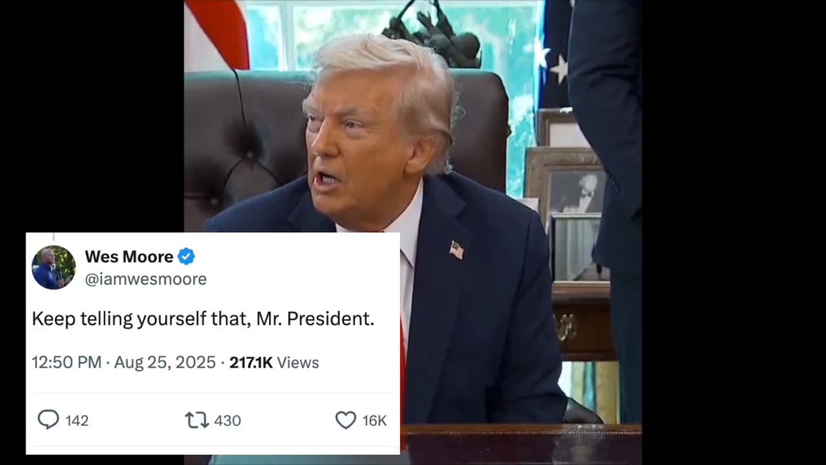 BREAKING: Wes Moore Responds to Trump's Lie that he called Trump "The Greatest president of my lifetime". Trump is unwell.