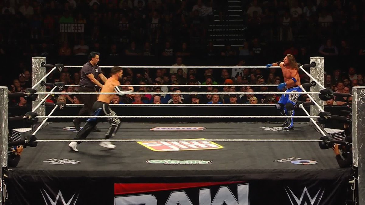 AJ STYLES and FINN BALOR seem evenly matched tonight... Can Finn take out Styles for Dom Mysterio? 👀 #WWERaw