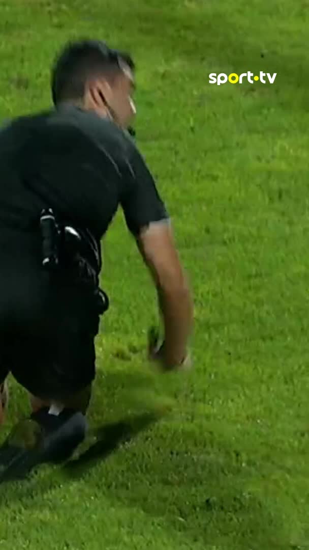 O árbitro Ricardo Baixinho lesionou-se e teve de ser substituído.