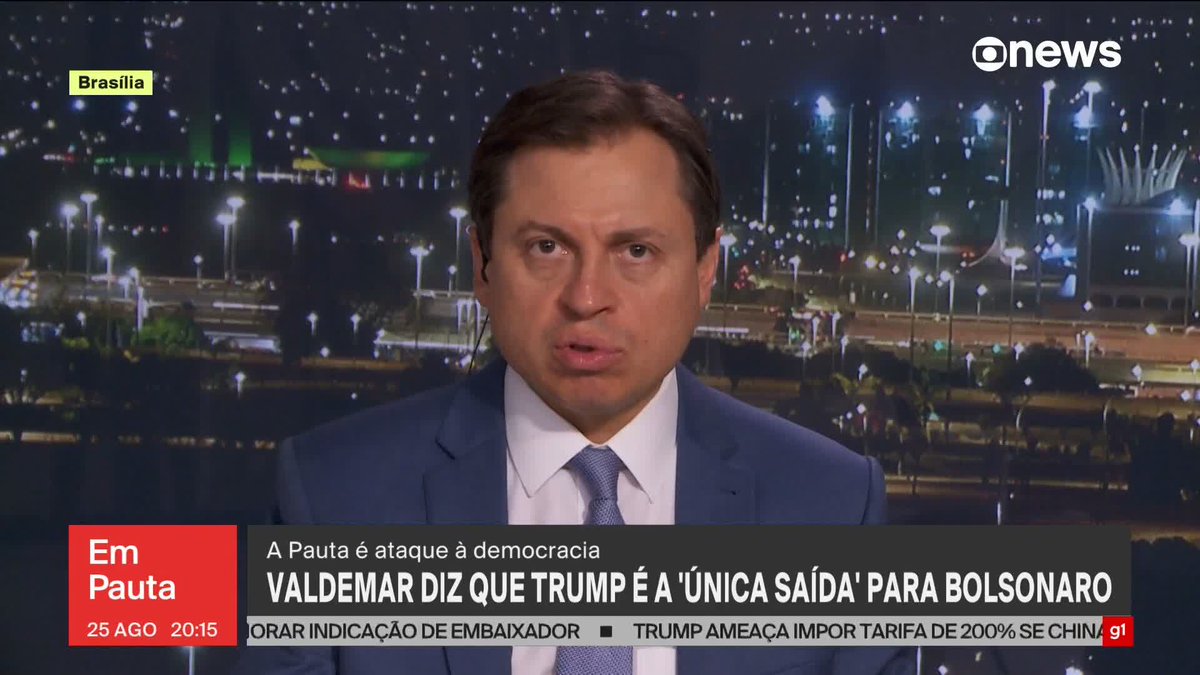 Presidente do PL diz que Trump é a “única saída” para Bolsonaro. Gerson Camarotti comenta que ficou chocado com declaração: “Ele fala isso sem qualquer pudor. [...] Tenta naturalizar o absurdo. Tenta naturalizar uma intervenção.” #EmPauta ➡ Assista à #GloboNews: