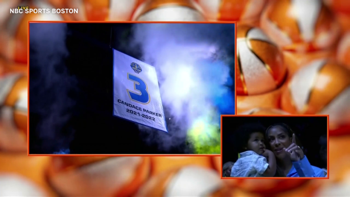 The moment Candace Parker's jersey went up in the Chicago Sky's rafters forever 💙💛