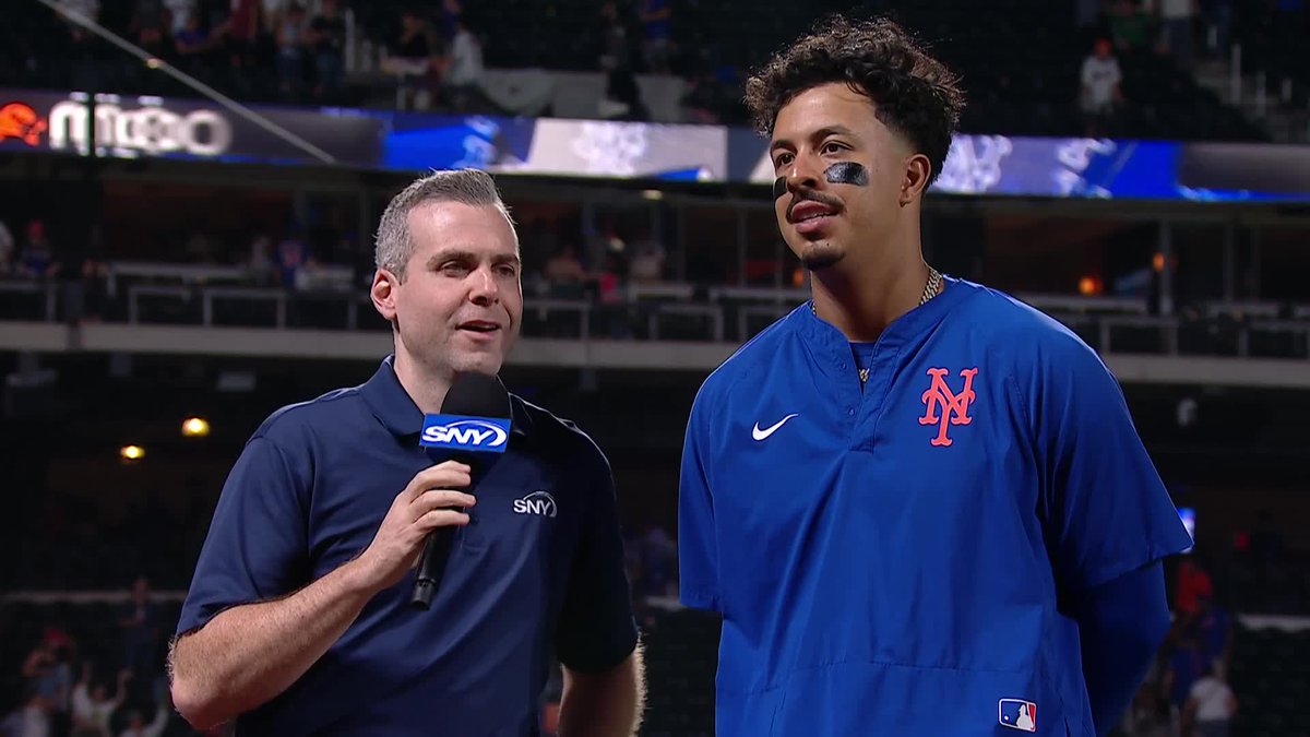 "I say it all the time, hard work pays off. My work is paying off right now and I'm just thankful." Mark Vientos with Steve Gelbs after the Mets' 13-3 win over the Phillies!