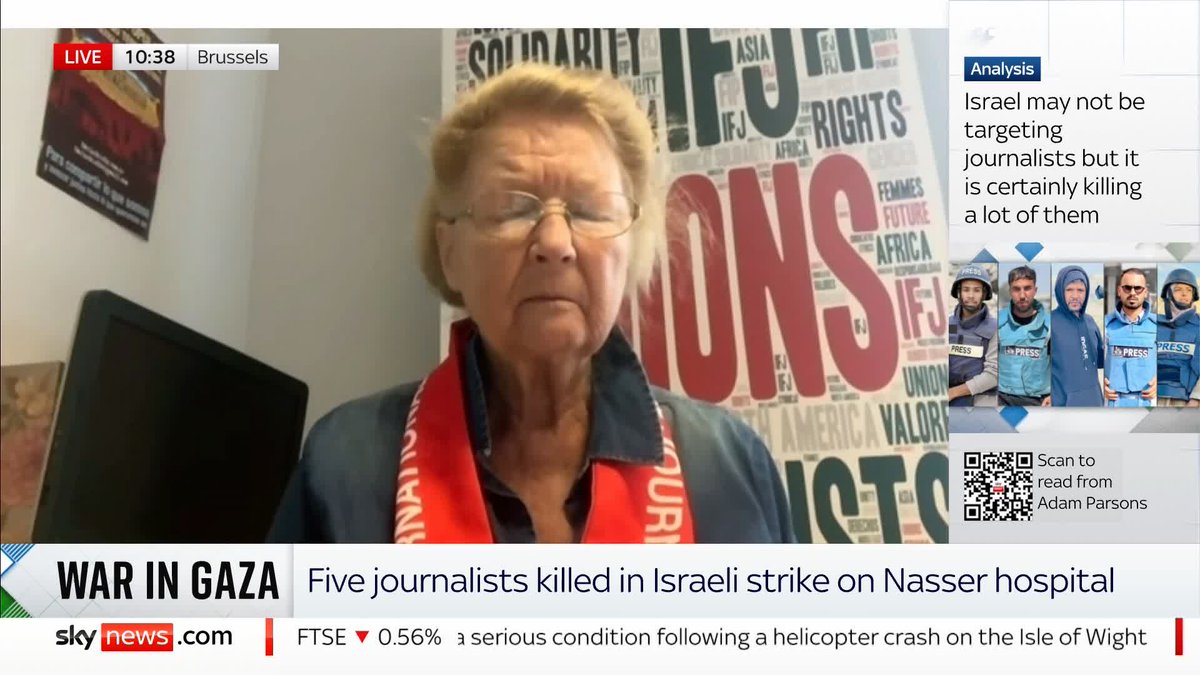 🗣️ ‘They gave their life for information - they gave their life as a martyr for the whole world to be informed’ Dominique Pradalié, President of the International Federation of Journalists, pays tribute to the five journalists killed in an Israeli strike on Nasser Hospital.