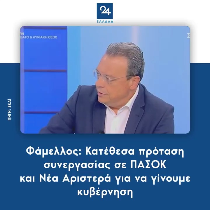 Φάμελλος: Κατέθεσα πρόταση συνεργασίας σε ΠΑΣΟΚ και Νέα Αριστερά για να γίνουμε κυβέρνηση