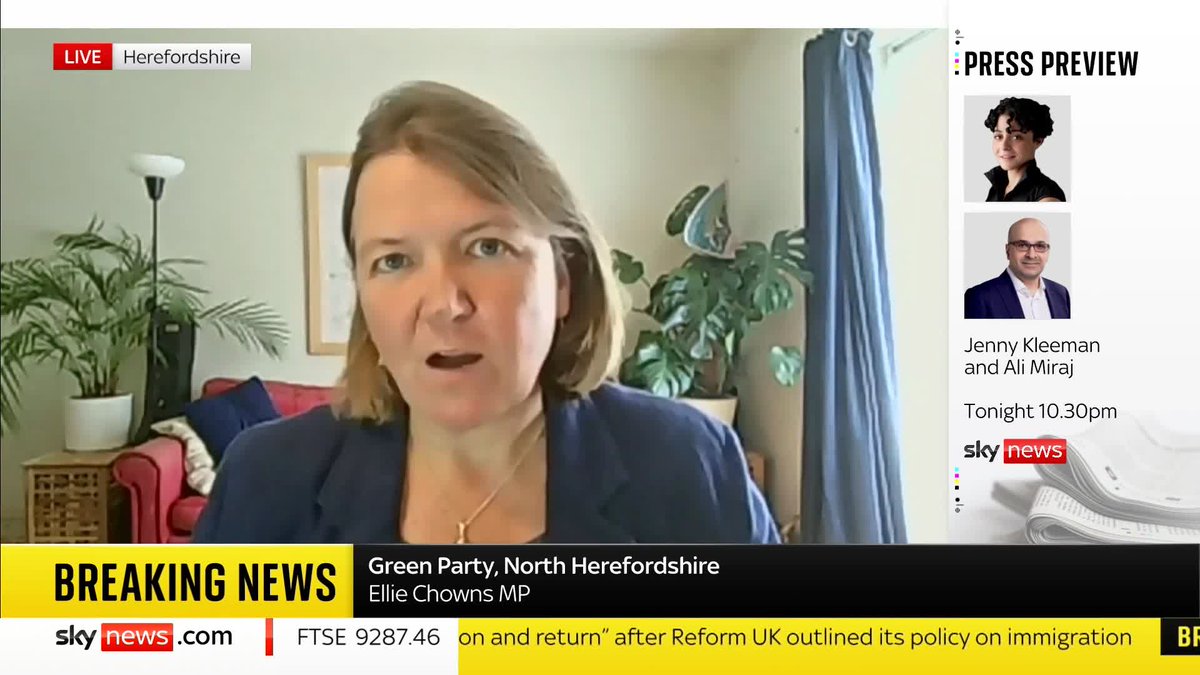 🗣️ “This is yet more toxic, inflammatory, dangerous rhetoric from Nigel Farage” Green Party MP Ellie Chowns criticises Reform’s plan to leave the European Convention on Human Rights as part of their approach to combat illegal immigration.