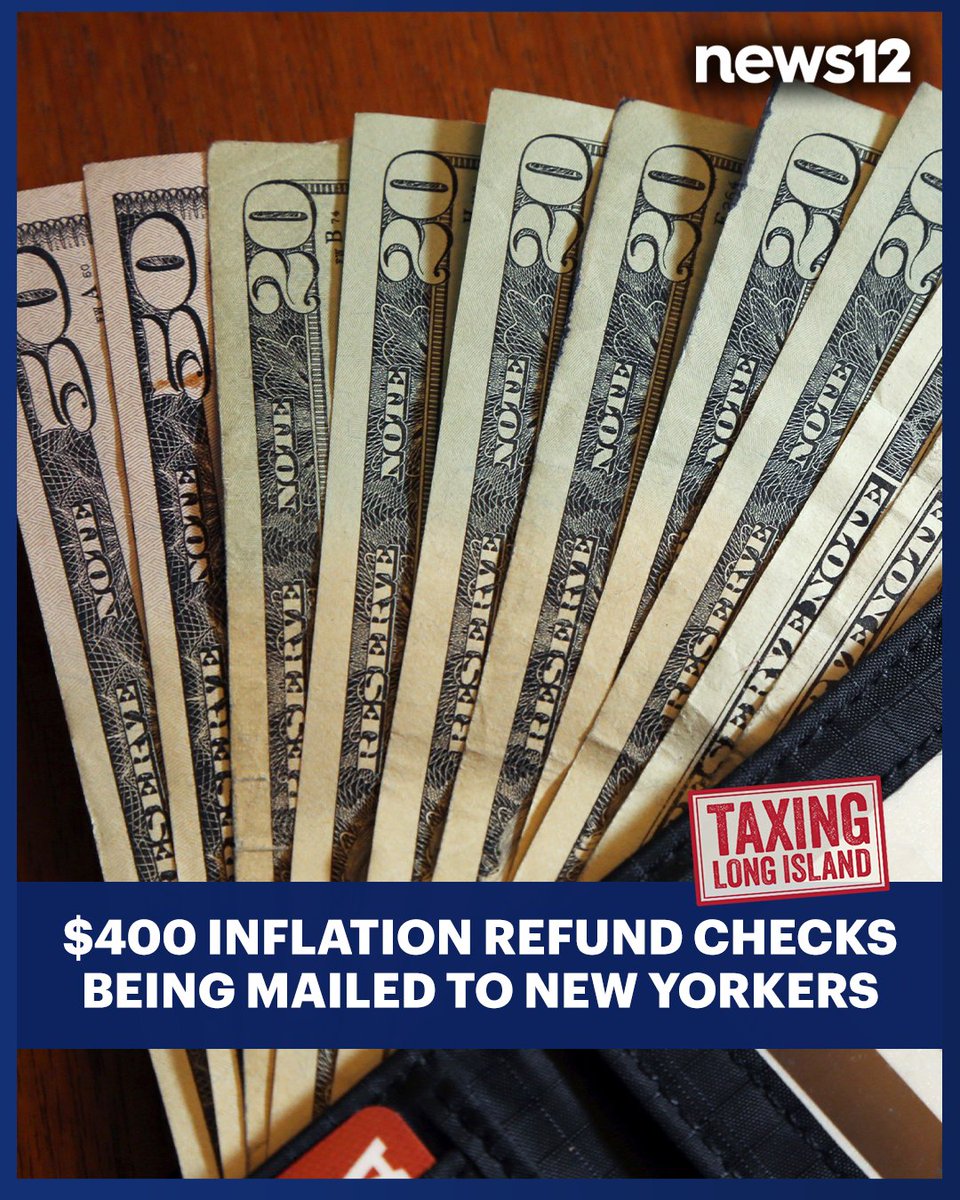 #TaxingLongIsland: New York state will mail out inflation refund checks of up to $400 to more than 8 million New Yorkers beginning in October, including 1.25 million Long Islanders. Watch News 12 on YouTube and see if you're eligible. -