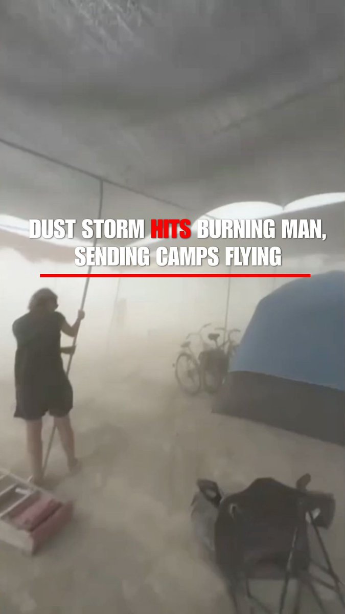 Wild video shows a dust storm hammering the Burning Man festival, blowing away campsites as revelers cling to their belongings.