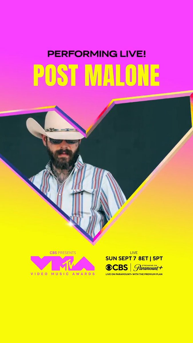 .Post Malone returning to the #VMAs?! Cheers to that! 🍻 Catch Post Malone's performance LIVE September 7 on CBS and Paramount+!