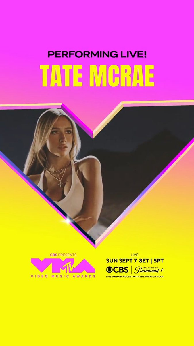 It's ok I'm ok because... @TateMcRae is performing at the 2025 #VMAs!! Buckle up ๐๏ธ It's all happening LIVE September 7 on CBS and Paramount+!