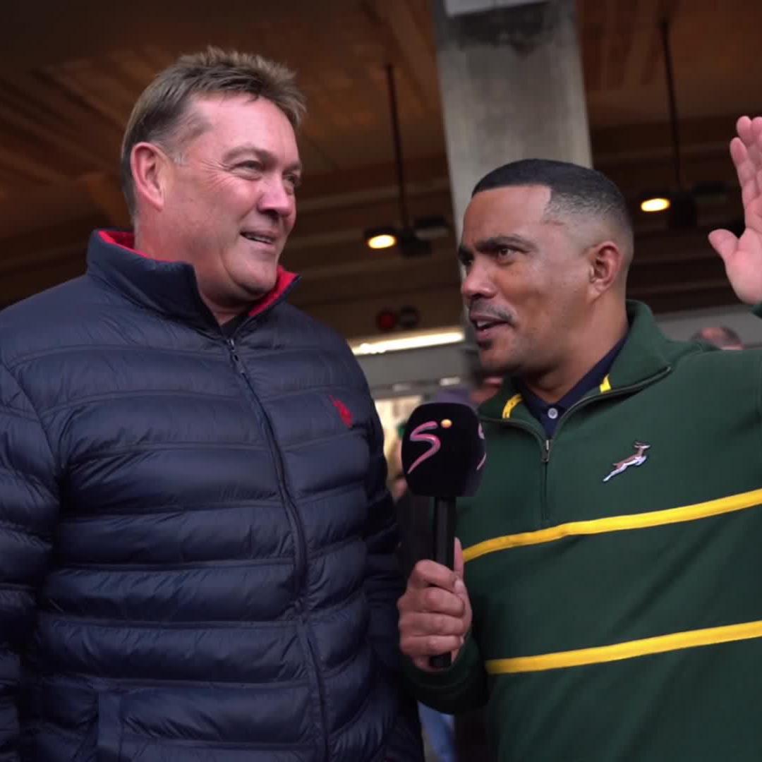 From one legend to another 🏏🏉 Jacques Kallis told Rudy that lightning doesn't strike twice and predicted that Handre Pollard would be Player of the Match 🧠🔮 #SSRugby | #TheRugbyChampionship