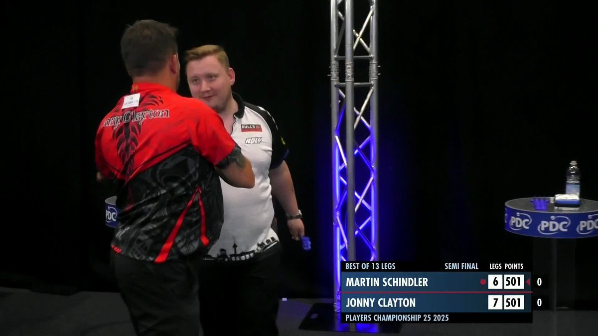 CLAYTON WINS THE DECIDER! Jonny Clayton will look for his second Players Championship title of 2025, as he beats Martin Schindler 7-6 in a gruelling semi-final! 📺 #PC25