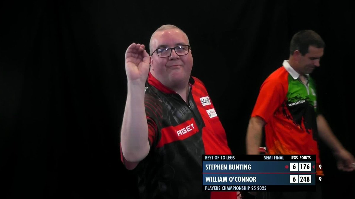 BUNTING INTO THE FINAL! Stephen Bunting squeezes over the line against William O'Connor to secure his place in the final of Players Championship 25. He will face Jonny Clayton for the title in Milton Keynes! 📺 #PC25
