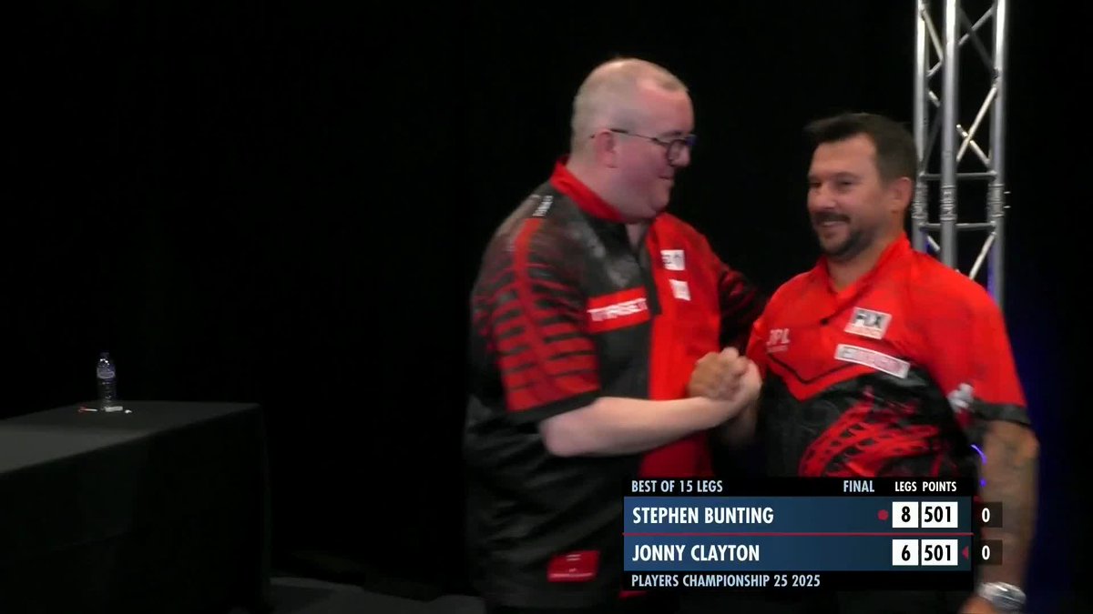 BUNTING WINS PC25! 🏆 Stephen Bunting, after losing yesterday's final, goes one better today and beats Jonny Clayton 8-6 to claim his fourth Players Championship title, his second of this year! 📺 #PC25