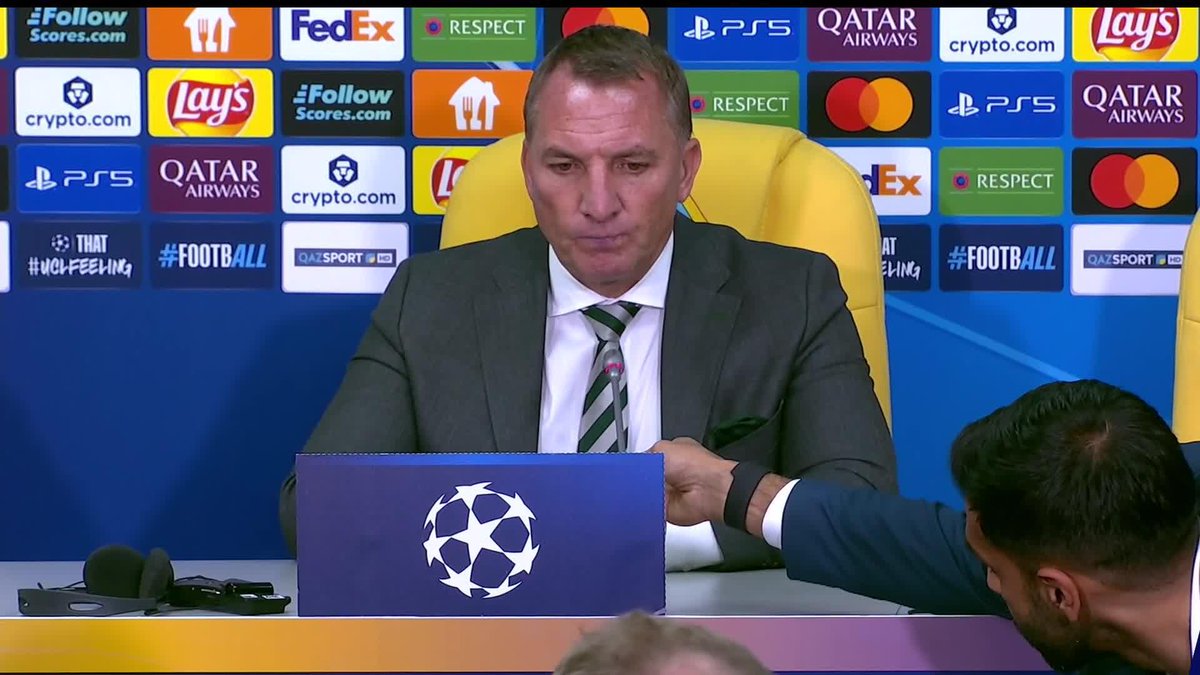 "Plenty of endeavour, plenty of honesty...but the Champions League is a wee bit more than that." 🗣️ Brendan Rodgers' reacts to Celtic's Champions League exit in his post match press conference 🍀