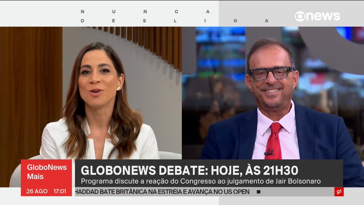 Nesta terça-feira (26), às 21h30, Julia Duailibi comanda mais um #GloboNewsDebate. Desta vez, as deputadas Tabata Amaral (PSB-SP) e Júlia Zanatta (PL-SC) vão discutir o tema “O Congresso e o julgamento de Jair Bolsonaro”. Não perca! ➡ Assista à #GloboNews: