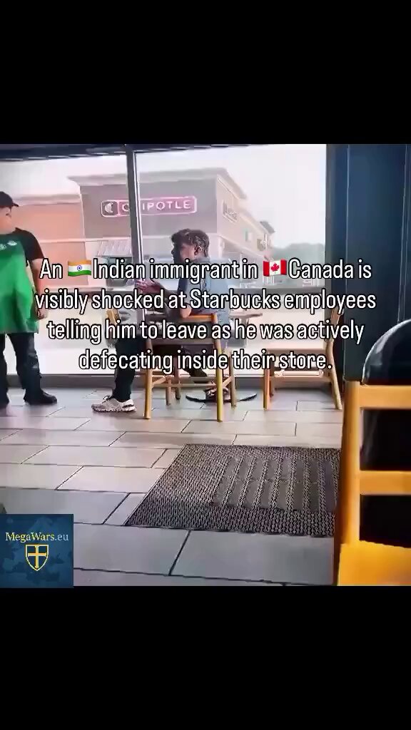 Kanada🇨🇦Imigrant z Indii nie może wyjść ze zdziwienia na uwagi obsługi lokalnego Starbucksa, która każe mu opuścić lokal z uwagi na trwającą defekację...👁️